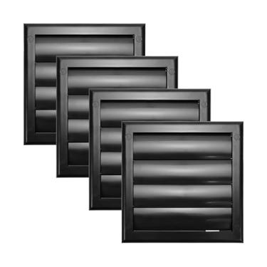 Imagem de Vent Systems 10 cm (7,5" x 19,05") Pacote com 4 capas de saída de exaustão - Preto - Coifa de ventilação da secadora - Tampa de ventilação do duto da secadora com grelha - Grade de fornecimento de ar de plástico unidirecional