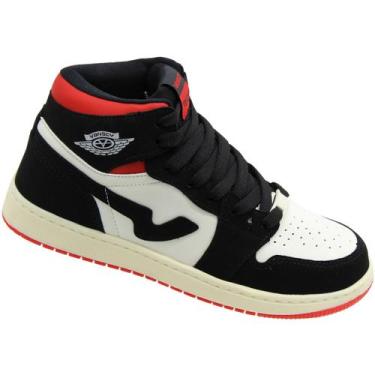 Imagem de Tênis Cano Alto Botinha Vanscy Randle Masculino, Preto, Vermelho, 39