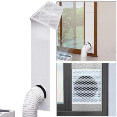 Imagem de Mxclimate Kit de janela de ar condicionado portátil, vedação de janela deslizante com protetor de folhas, folha de alumínio refletora de calor, kit de ventilação CA ajustável de 101,6 cm a 162,6 cm