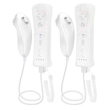 Imagem de Motion-Sensing Remote Controller with Nunchunk for Wii and Wii U Games - Controller for Wii Remotes - Wii Controller with Nunchunk - Set of 2