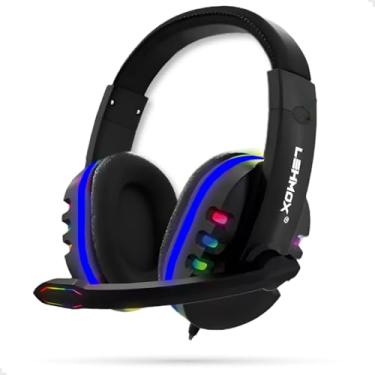Imagem de Headset Fone Gamer 7.1 Com Fio Usb e Iluminação Led Para Pc Xbox Ps4 Celular Com Sistema de Resução de Ruídos e Microfone Cor Preto Com Azul