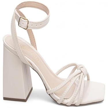 Imagem de Sandália Feminina Torricella Salto Grosso 9 Cm (Off White, BR, Adulto, Numérico, 35)