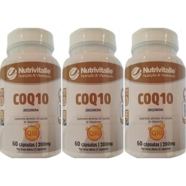 Imagem de COQ10 Coenzima Q10 200mg Nutrivitalle 60 Cápsulas Kit 3 UNidades