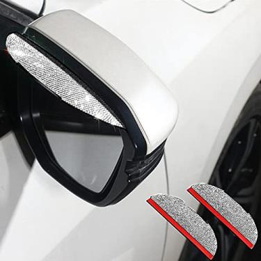 Imagem de MINGZAIQIPEI Espelho retrovisor para carro sobrancelhas de chuva, 2 peças Bling Bling Bling Retrovisor visor de chuva protetor anti-reflexo espelho capa bloqueador de sombra de chuva acessórios de espelho lateral para carro (branco)