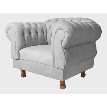 Imagem de Poltrona Chesterfield Elisabeth Veludo Brilhoso Prata