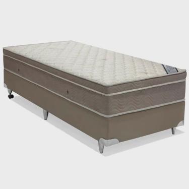 Imagem de Conjunto Cama Box Ortobom Solteiro Light Superpocket Molas Ensacadas com Base Camurça Bege 88x188x49