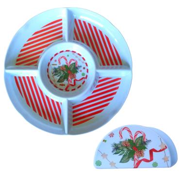 Imagem de Kit Natal 2 Pçs Petisqueira + Porta Guardanapos Natalinos Melamina -Magizi saldão.