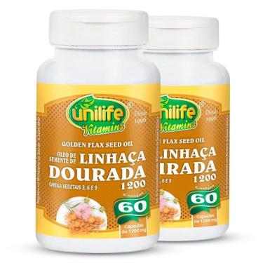 Imagem de Kit 2 óleo De Semente De Linhaça Dourada 1200mg 60 Cápsulas Unilife