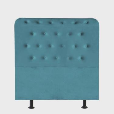 Imagem de Cabeceira Estofada Brenda Botonê 120cm Viúva Solteirão Para Cama Box Quarto Suede Azul Turquesa - Ahz Móveis