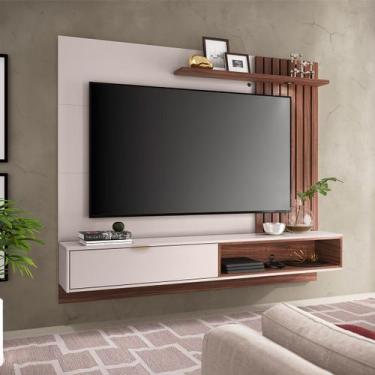 Imagem de Painel Home Suspenso com Detalhe Ripado e Spot Led para TV até 60' Toc