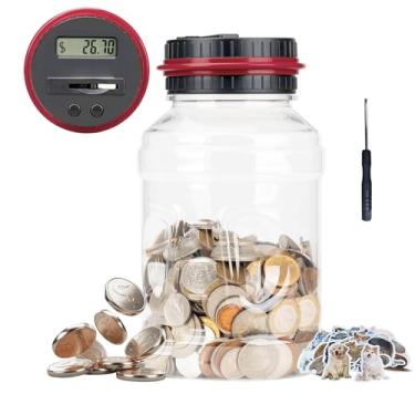 Imagem de Totola Cofrinhos de contagem digital para adultos, cofrinho de capacidade de 1,8 L com visor LCD, pote transparente para economizar dinheiro, comporta todas as moedas dos EUA, presente ideal para
