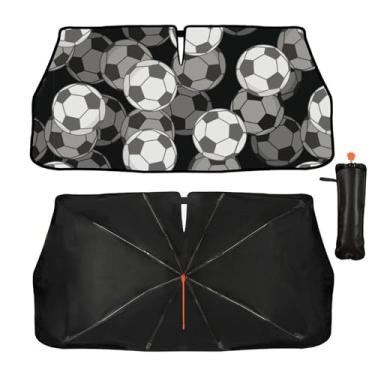 Imagem de Guarda-sol de para-brisa de carro de futebol, guarda-sol para janela frontal de carro, bloqueador de raios UV, protetor de para-brisa dobrável - Mantenha o veículo fresco para a maioria dos veículos