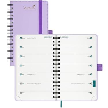 Imagem de BEZEND Agenda de bolso Academic Planner 2025 2026 com 2 colunas, agenda diária semanal e mensal, calendário de 18 meses com anotação, agenda de caderno espiral de 8,9 cm x 15,2 cm, capa macia de couro