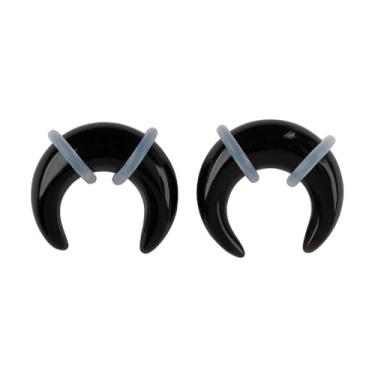 Imagem de Plugues cônicos de pedra obsidiana preta com anéis O, vendidos como um par, Pedra, Sem Pedra Preciosa