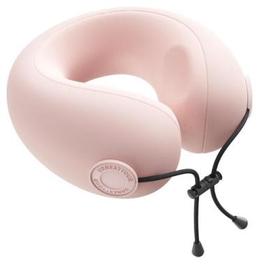 Imagem de Almofada de pescoço de viagem Urnexttour Memory Foam com fronhas rosa