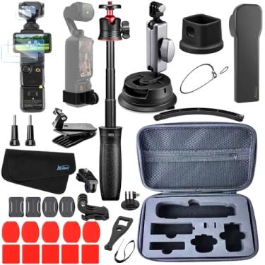 Imagem de Kit de acessórios para DJI Osmo Pocket 3 tripé selfie stick película protetora de tela para capa de lente, ventosa de silicone, suporte antiderrapante, clipe de mochila 32E (kit 1 para DJI OSMO