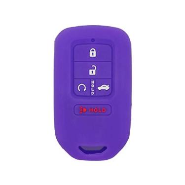 Imagem de SEGADEN Capa Protetora de Silicone Capa Suporte de Pele Jaqueta Compatível com HONDA 4+1 Botão de Fixação 5 Botões Smart Remote Key Fob CV4211SEGADEN roxo CV4211DP