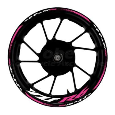 Imagem de Awonderful Kit de listras refletivas para motocicleta, adesivos de aro de roda de vinil compatíveis com Yamaha YZF R6 1998-2016 (vermelho melancia)