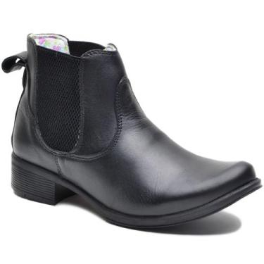 Imagem de Bota cano curto feminina couro legitimo cor Preto - Ipê Mulato, Preto,