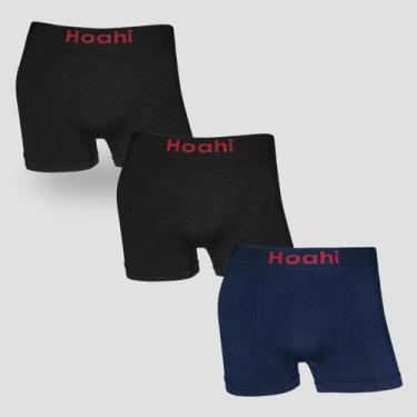 Imagem de Kit 3 Cuecas Boxer Lisa Masculina Sem Costura Poliamida - Hoahi, 2 pre