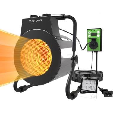 Imagem de AOBMAXET Aquecedor Elétrico De Estufa Com Termostato - Aquecedor Externo Com Ventilador De Aço Inoxidável De 1500 W, Aquecimento Rápido, Proteção Contra Superaquecimento, Aquecimento Para Garagem, S