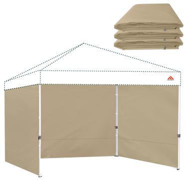 Imagem de JANCANOPY Paredes laterais de tenda de dossel para cobertura pop-up de 25 x 25 cm, 99% de proteção UV, à prova d'água, apenas 3 peças de paredes laterais, (Cáqui escuro)