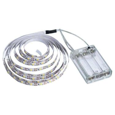 Imagem de Fio Fita Led 120 Lâmpadas Luz Amarela Led 2m à Pilha