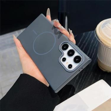 Imagem de MVVKKY para Samsung S24 Luxury Ultra Thin Pc Magnetic Case Slim Matte Armor Shockproof Cover (para Samsung S24/DarkGray)