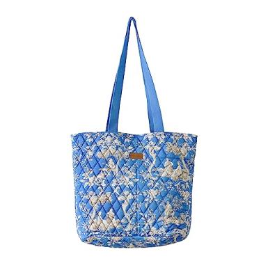 Imagem de Maison d' Hermine Sacola de compras de algodão acolchoada com bolsos com zíper, bolsa pequena, reutilizável, bolsa de compras, trabalho, viagens, 14 - Joli Jouy, 17.7" L x 6.7" W x 14.6" H (Shopping