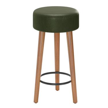 Imagem de Banqueta Baixa Cozinha Estofada Com Pés De Madeira Verde
