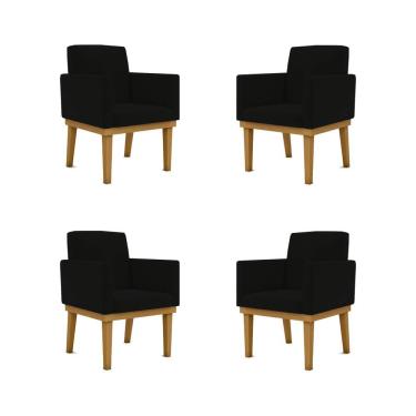 Imagem de Kit 4 Cadeiras Reforçada Escritório Poltrona preta