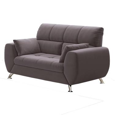 Imagem de Sofá 2 Lugares Bélgica Em Tecido Suede Com 2 Almofadas Linoforte Concreto