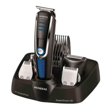 Imagem de Aparador De Pelos Mondial Super Groom 10 Em 1 Bg-03 Sem Fio Preto-Azul Bivolt