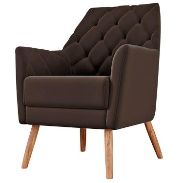 Imagem de Poltrona Cadeira Austin Luxo Veludo Marrom Café