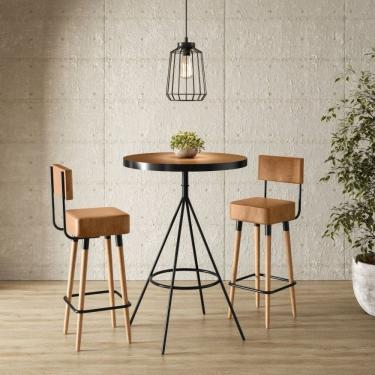 Imagem de Conjunto Mesa Bistrô E 2 Banquetas Barcelona Salaone Marrom/Preto