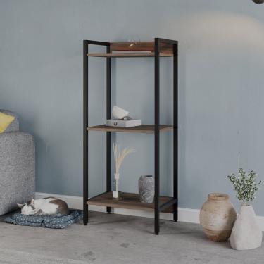 Imagem de Estante Para Livros Industrial Aço Multiuso 3 Prateleiras 104X45Cm Active Yescasa Nogal