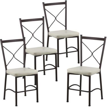 Imagem de Kit 4 Cadeiras Buffet Em Alumínio Marrom Com Bege