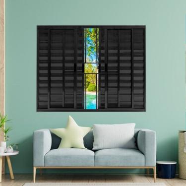 Imagem de Janela Veneziana De Alumínio 6 Folhas 120 X 150cm Modular Com Grade Esquadrias Bergamo Preto