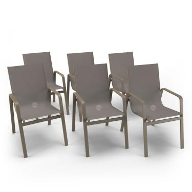 Imagem de Kit 6 Cadeiras Miami Gourmet Alumínio Fendi Tela Fendi