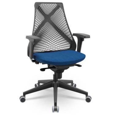 Imagem de Cadeira De Escritório Giratória Presidente Unix P03 Tela Cinza Crepe Azul - Lyam Decor