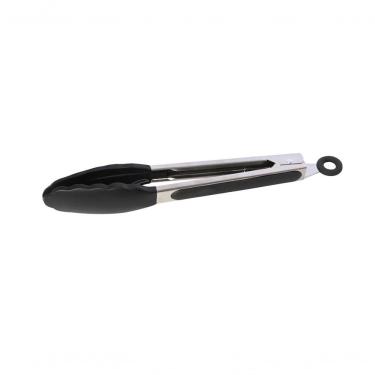Imagem de Jogo 2 Pegadores Salada Inox Silicone Preto 27,5cm Mimo Style