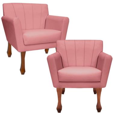 Imagem de Kit Poltronas Decorativa Clinicas Iza Retro Dritex suede Rose