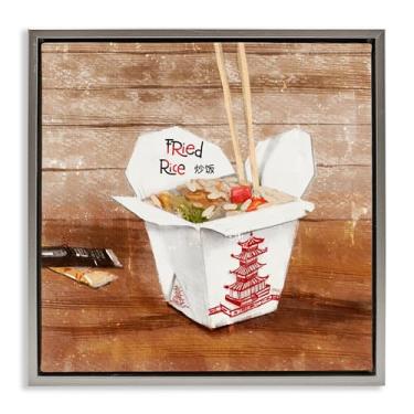 Imagem de Stupell Industries Caixa de Arroz Frito para Viagem Tela Flutuante Moldura Cinza Design de Arte de Parede por Juliet Rose Philips, 64 x 63 cm