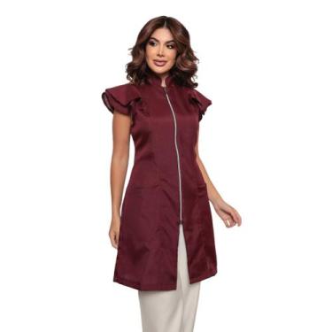 Imagem de Jaleco Feminino Manga Curta Valentina Bordo - Gardenia Jalecos, GG