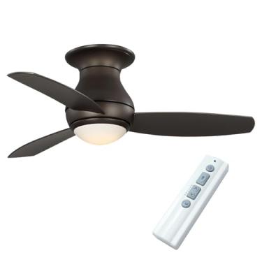 Imagem de Wynwood Fan Kathy Ireland Home Curva Sky Led Ventilador De Teto Externo Com Kit Iluminação, Lâminas Modernas 44" Embutidas, Resistentes Às Intempéries, Controle Remoto Regulável, Bronze Polido A Óle