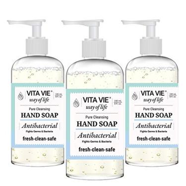 Imagem de VITA VIE Sabonete Líquido Para As Mãos Vie, 8 Oz, Pacote Com 3 - Gel De Limpeza A Granel, Sem Álcool, Parabenos, Sulfato E Testes Crueldade, Fabricado Nos Eua