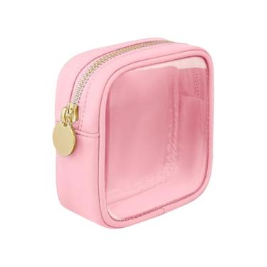 Imagem de ccHuDE Mini bolsa de maquiagem transparente bolsa de maquiagem transparente bolsa organizadora de maquiagem bolsa organizadora de maquiagem transparente bolsa de viagem rosa