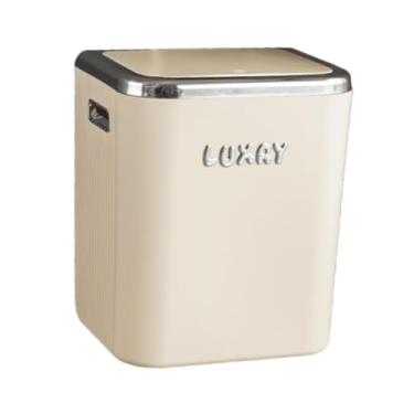 Imagem de Fenteer Lixeira Cesto de lixo Retângulo Resistente Multiuso Recipiente de lixo Lixeira Lixeira para Garagem Banheiro Canto Quarto, Amarelo com Tampa