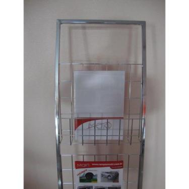 Imagem de Display Cromado com Prateleiras Revisteiro Porta folder 3 Andares - Ma
