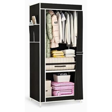 Imagem de Guarda Roupa Closet Dobrável Organizador com Capa de Tecido 1 Porta - Preto